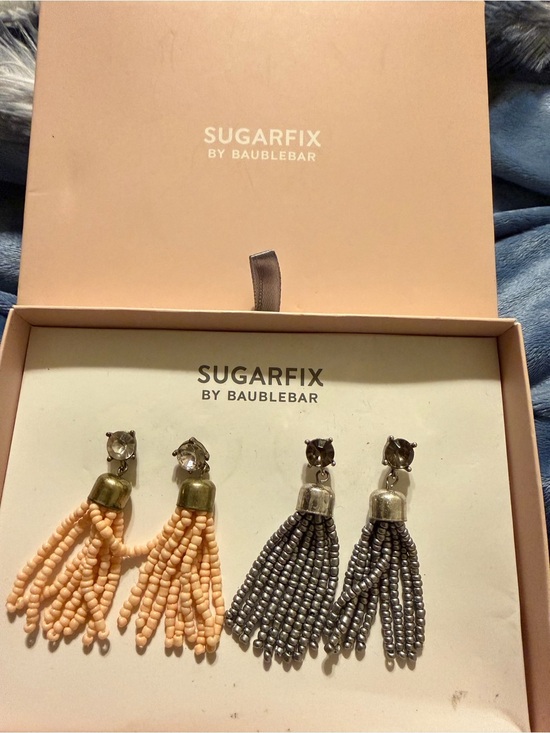 BaubleBar Jewelry - Baublebar Sugarfix Peach and Gunmetal Tassel Earrings — Set of 2